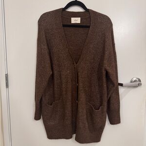 NWOT Aritzia Wilfred Chocolate Brown V-Neck Cardigan